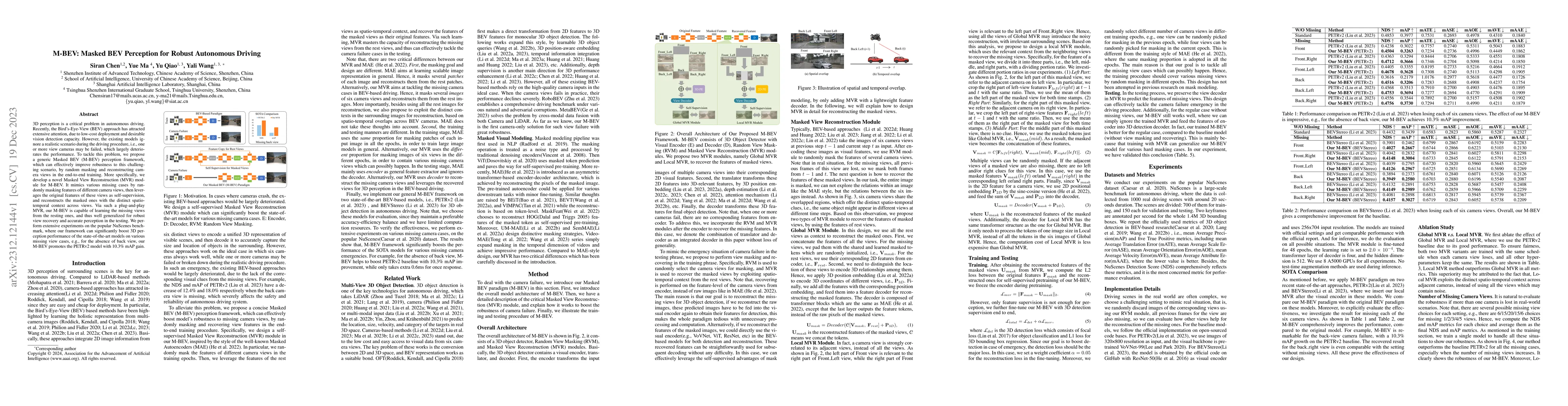 Thumbnail for M-BEV: Masked BEV Perception for Robust Autonomous Driving