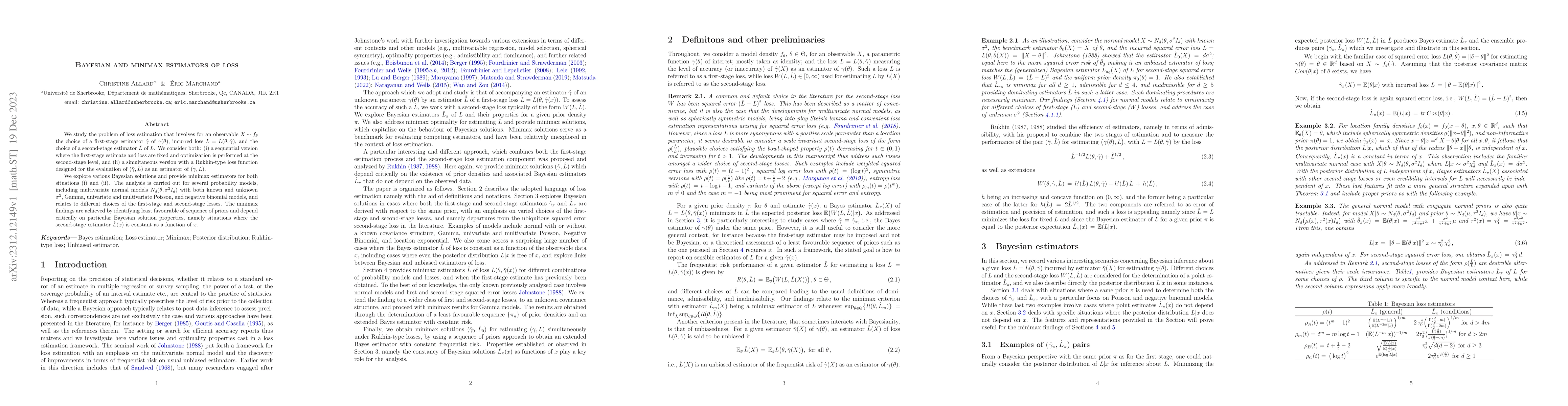 Thumbnail for Bayesian and minimax estimators of loss