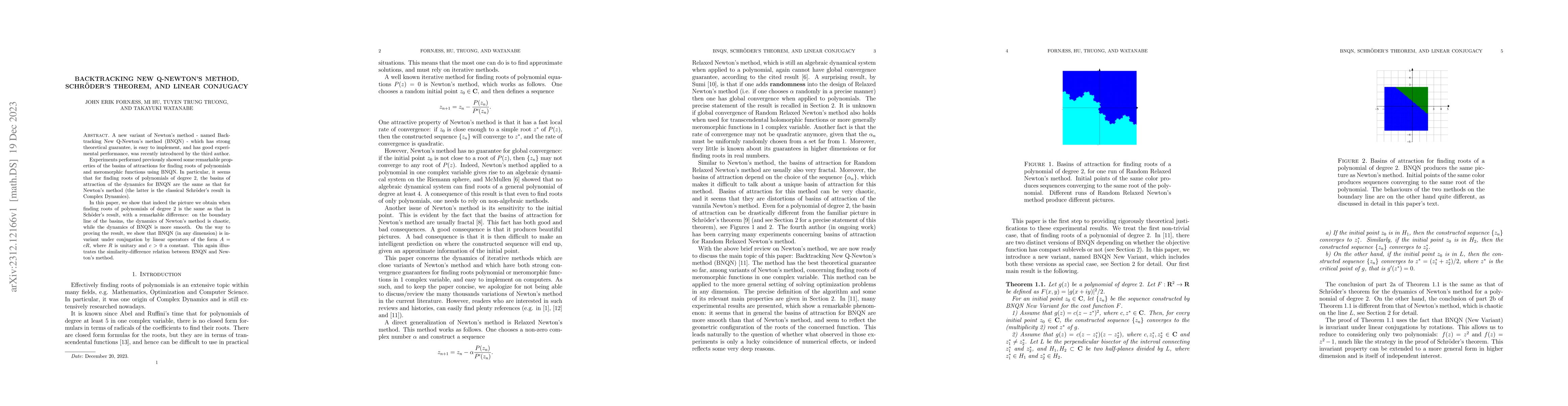 Thumbnail for Backtracking New Q-Newton's method, Schr\"oder's theorem, and Linear
  Conjugacy