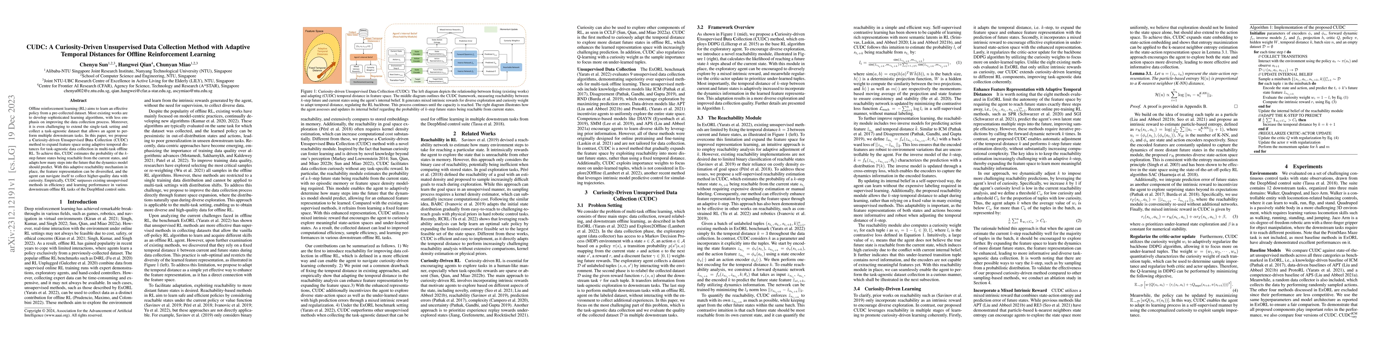 Thumbnail for CUDC: A Curiosity-Driven Unsupervised Data Collection Method with
  Adaptive Temporal Distances for Offline Reinforcement Learning