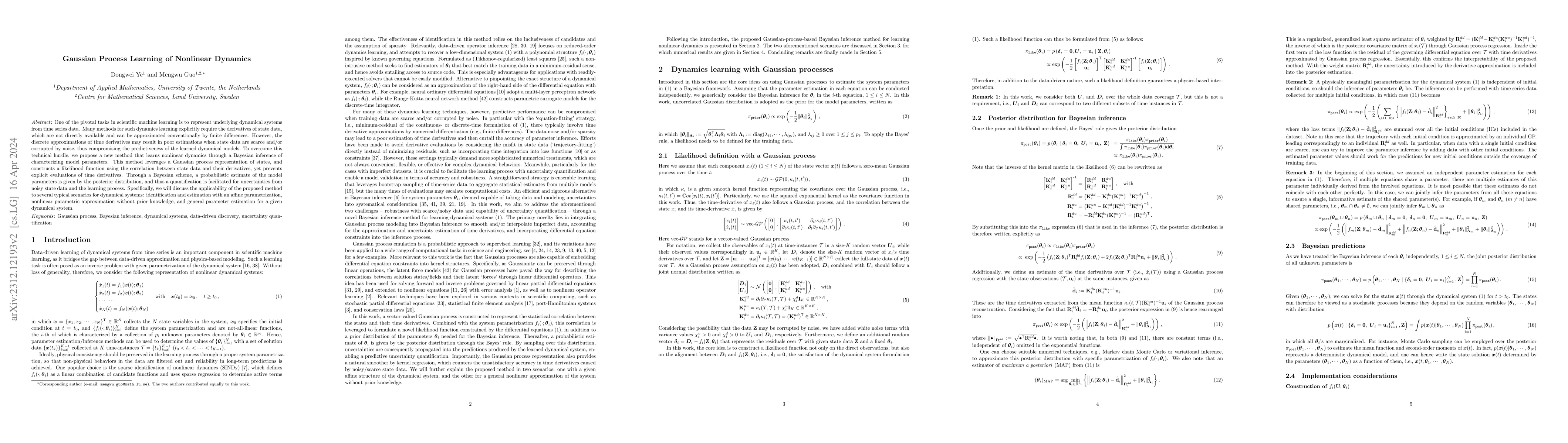 Thumbnail for Gaussian process learning of nonlinear dynamics