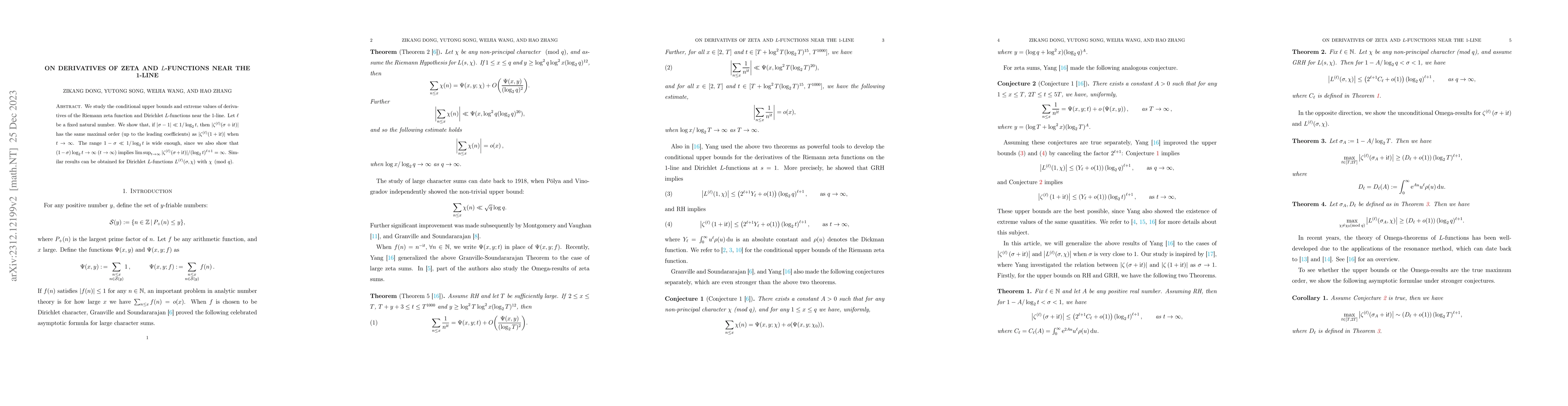 Thumbnail for On derivatives of zeta and $L$-functions near the 1-line