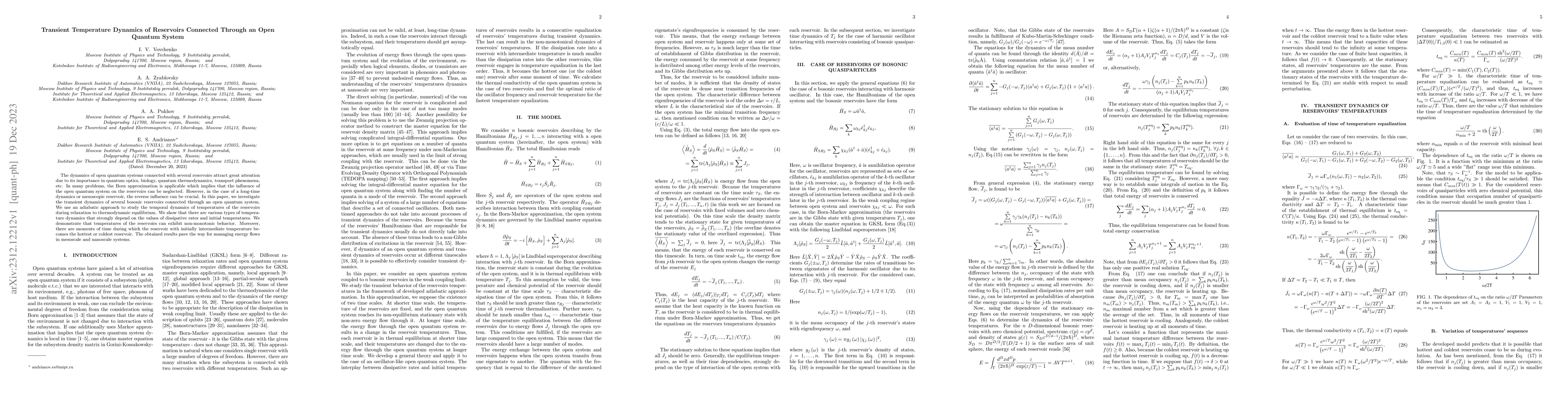 Thumbnail for Transient Temperature Dynamics of Reservoirs Connected Through an Open
  Quantum System