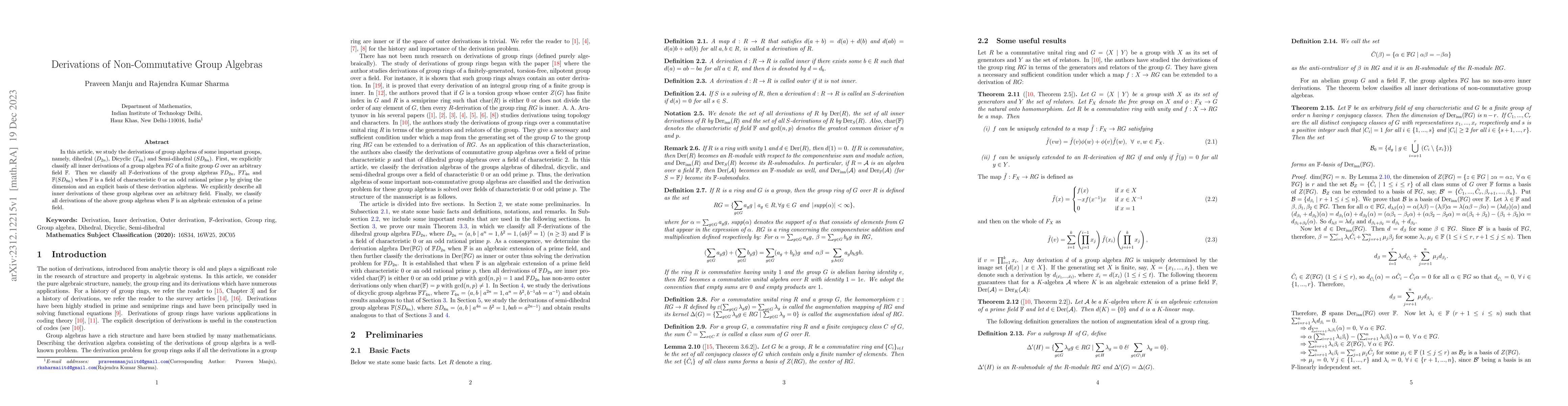 Thumbnail for Derivations of Non-Commutative Group Algebras