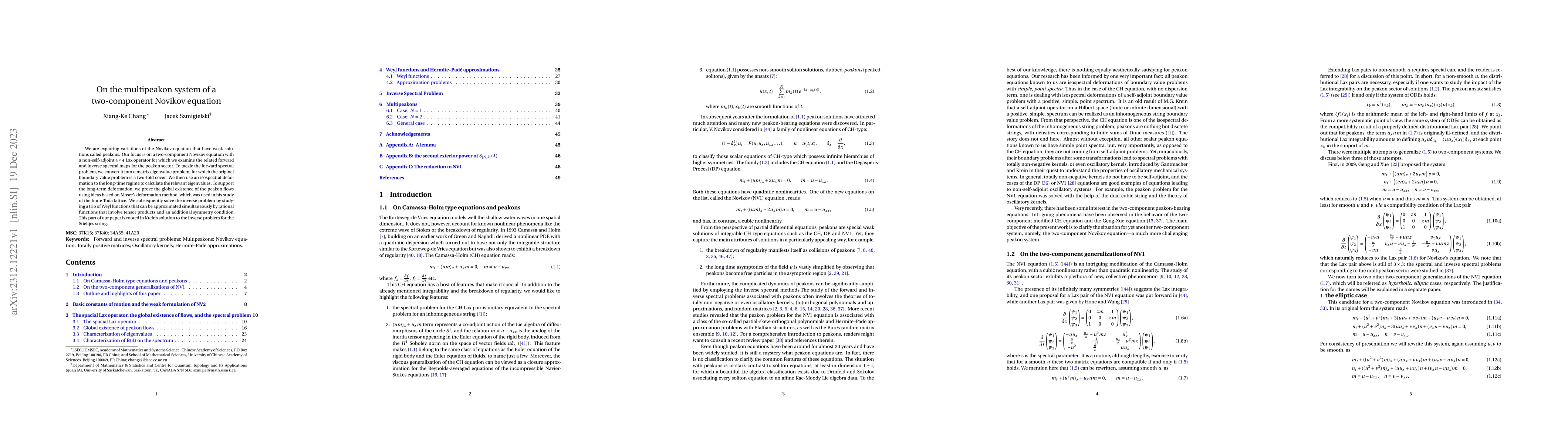 Thumbnail for On the multipeakon system of a two-component Novikov equation