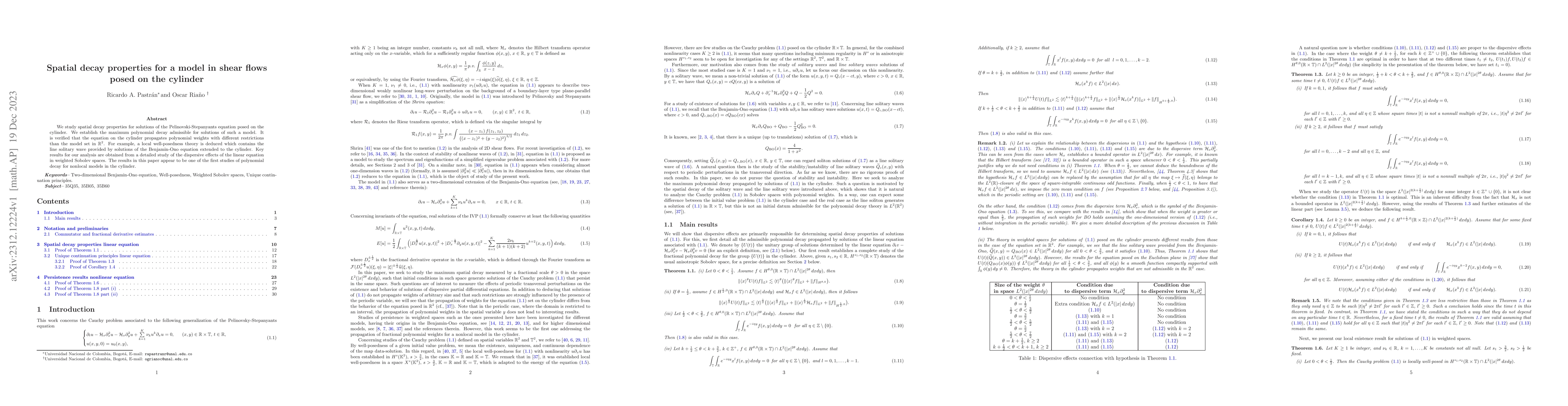 Thumbnail for Spatial decay properties for a model in shear flows posed on the
  cylinder