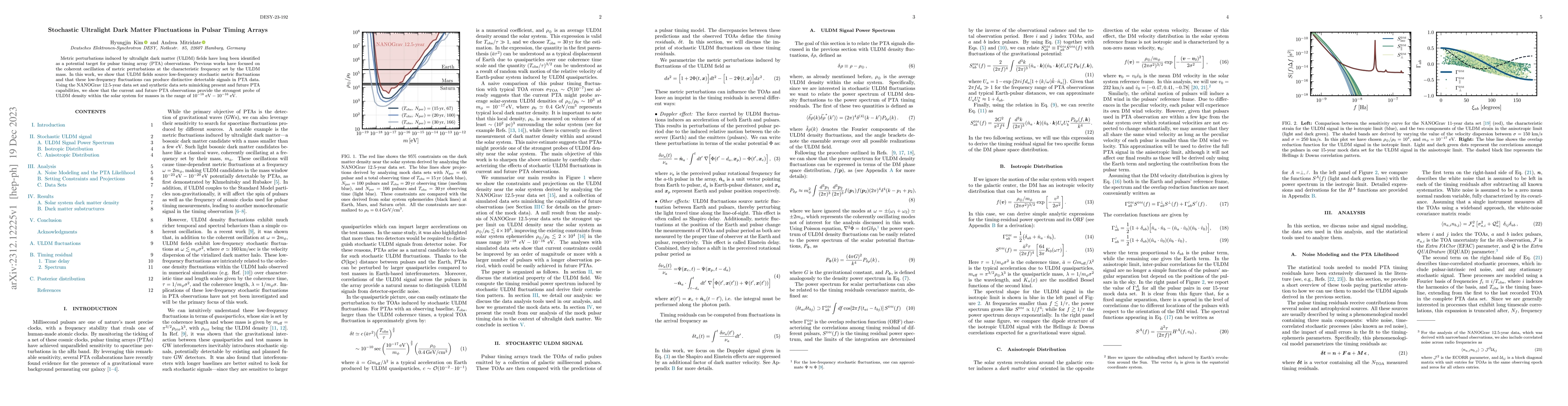 Thumbnail for Stochastic Ultralight Dark Matter Fluctuations in Pulsar Timing Arrays