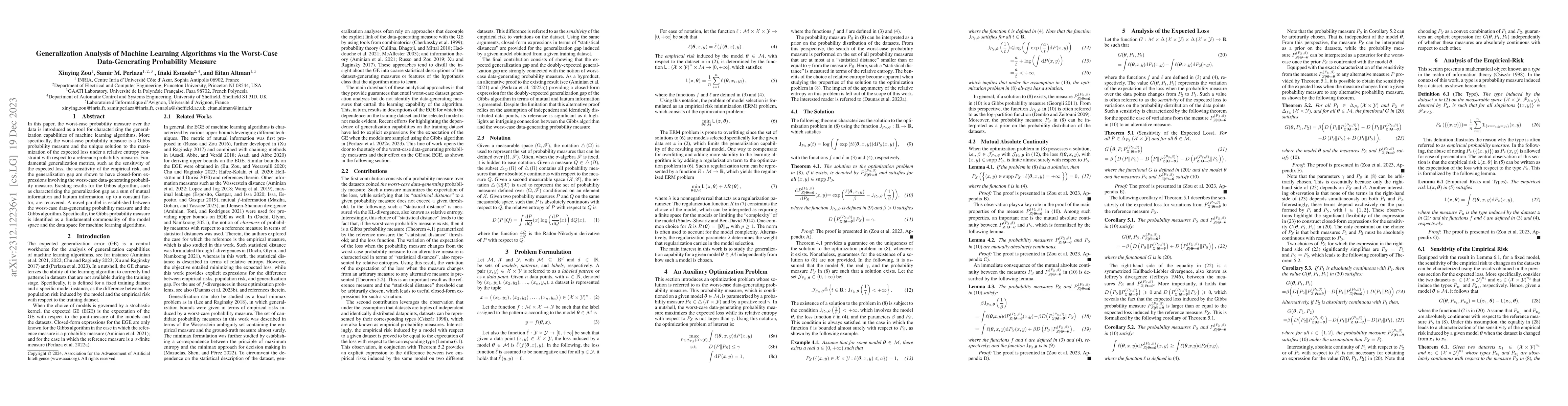 Thumbnail for Generalization Analysis of Machine Learning Algorithms via the
  Worst-Case Data-Generating Probability Measure