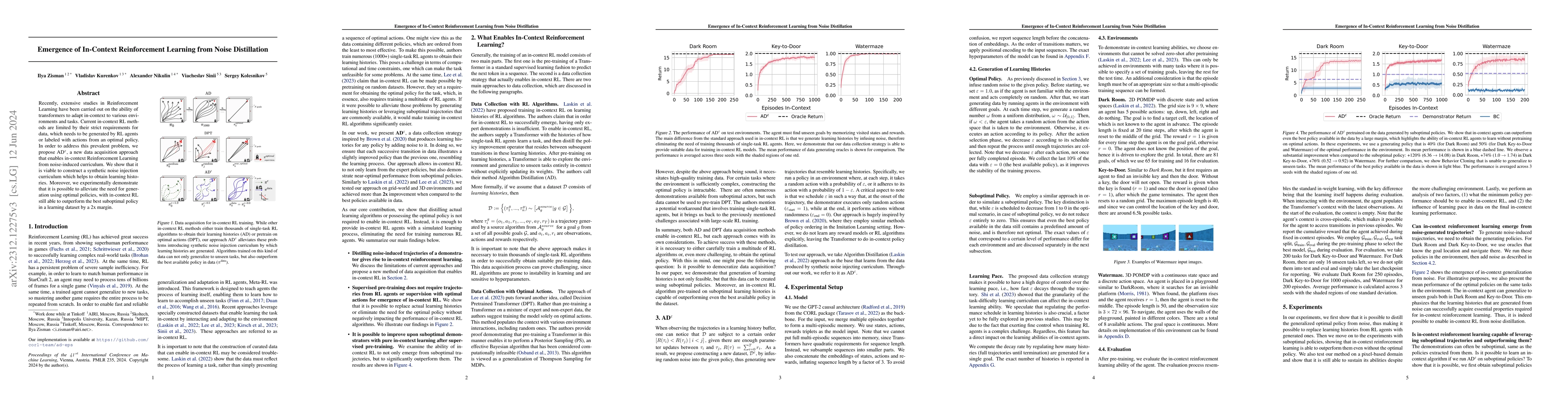 Thumbnail for Emergence of In-Context Reinforcement Learning from Noise Distillation