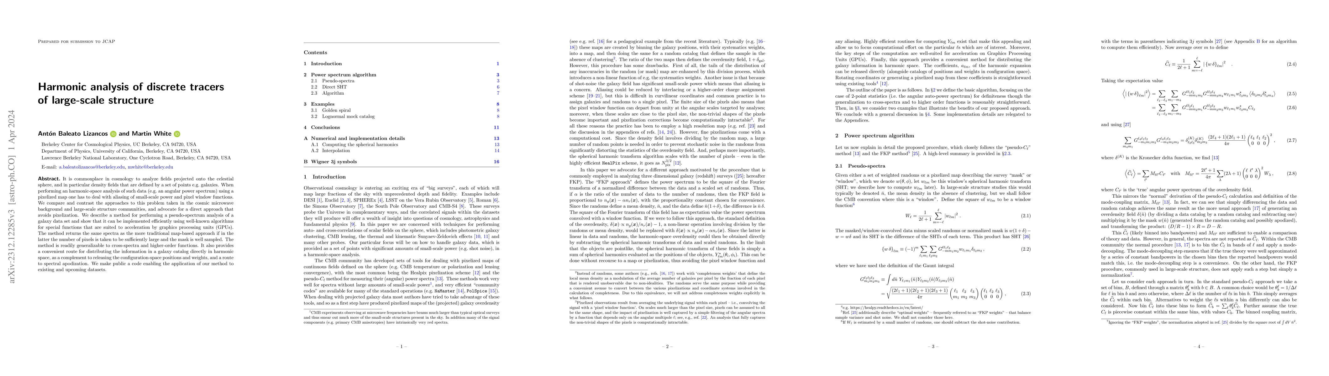 Thumbnail for Harmonic analysis of discrete tracers of large-scale structure
