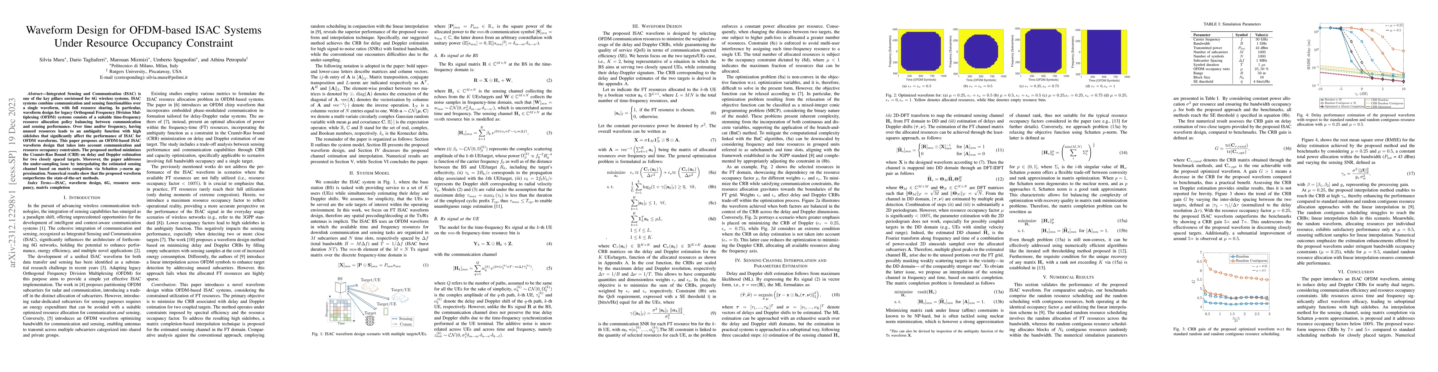 Thumbnail for Waveform Design for OFDM-based ISAC Systems Under Resource Occupancy
  Constraint