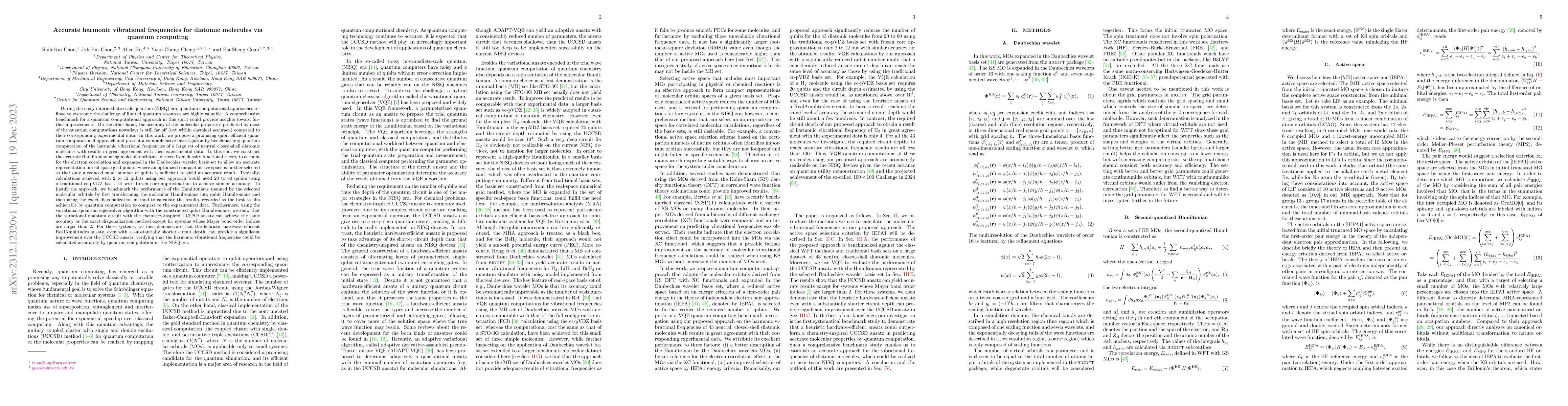 Thumbnail for Accurate harmonic vibrational frequencies for diatomic molecules via
  quantum computing