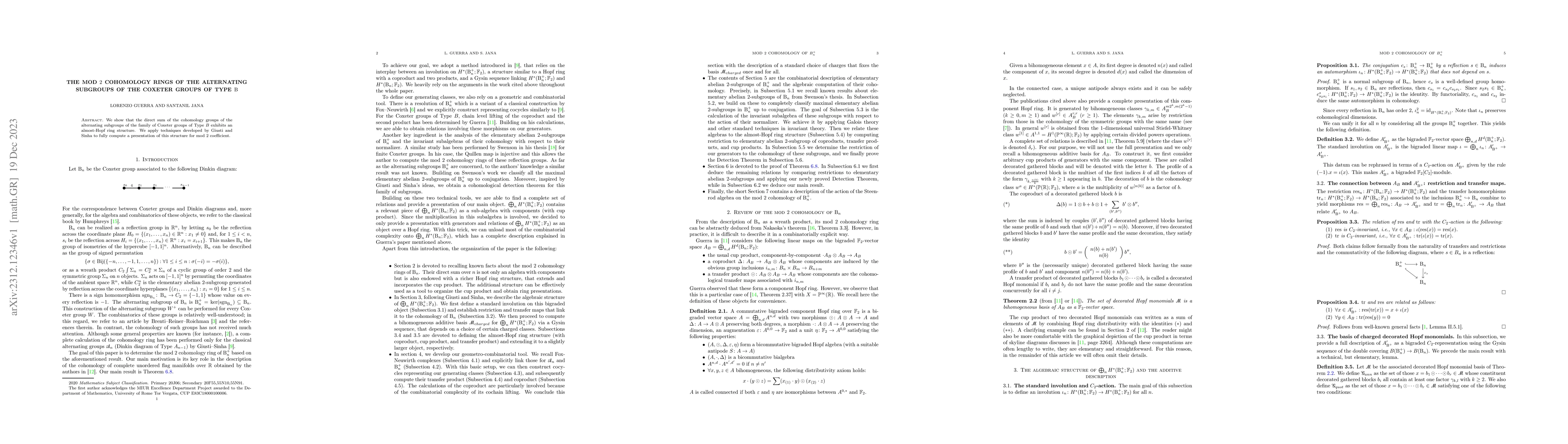 Thumbnail for The mod 2 cohomology rings of the alternating subgroups of the Coxeter
  groups of Type B
