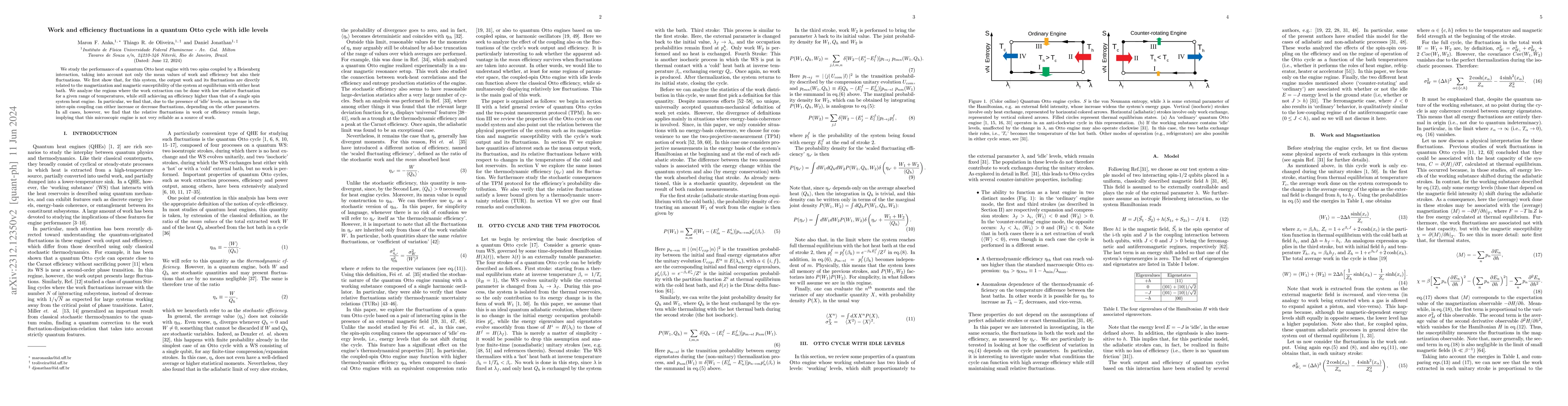 Thumbnail for Work and efficiency fluctuations in a quantum Otto cycle with idle
  levels