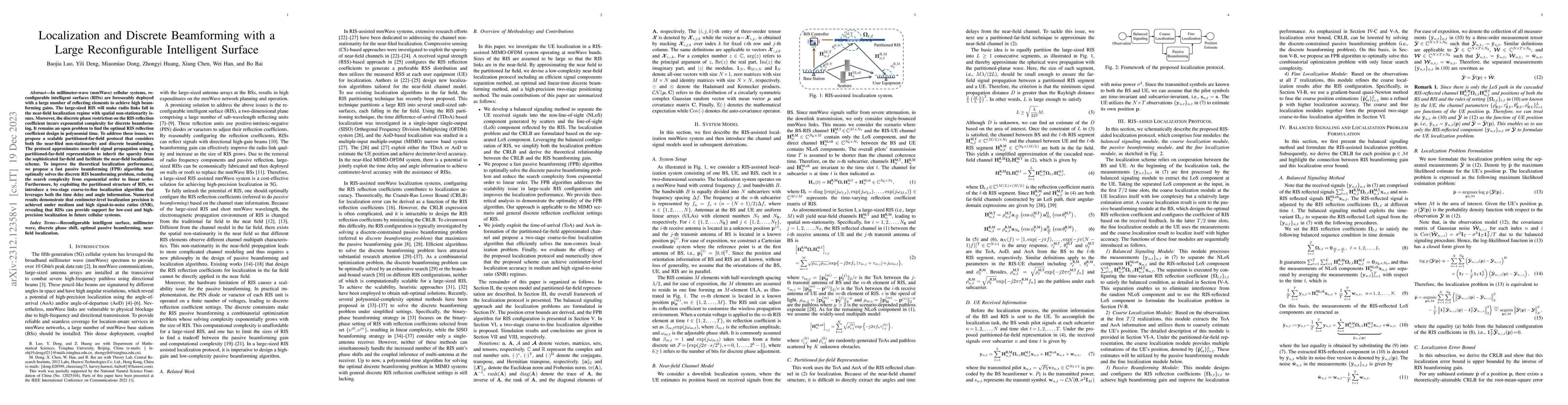 Thumbnail for Localization and Discrete Beamforming with a Large Reconfigurable
  Intelligent Surface