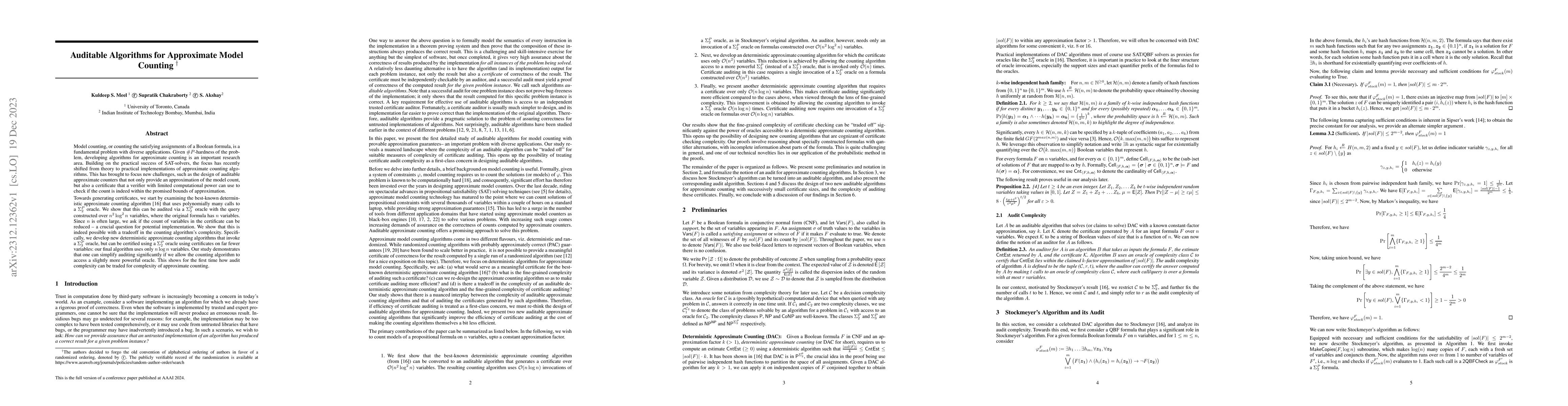 Thumbnail for Auditable Algorithms for Approximate Model Counting