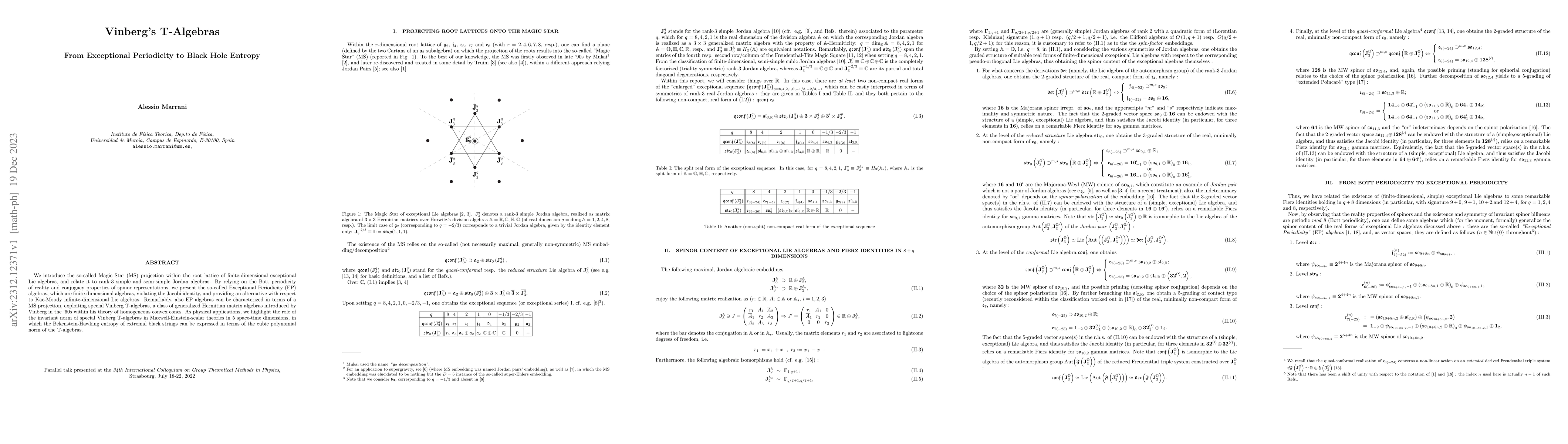 Thumbnail for Vinberg's T-Algebras. From Exceptional Periodicity to Black Hole Entropy