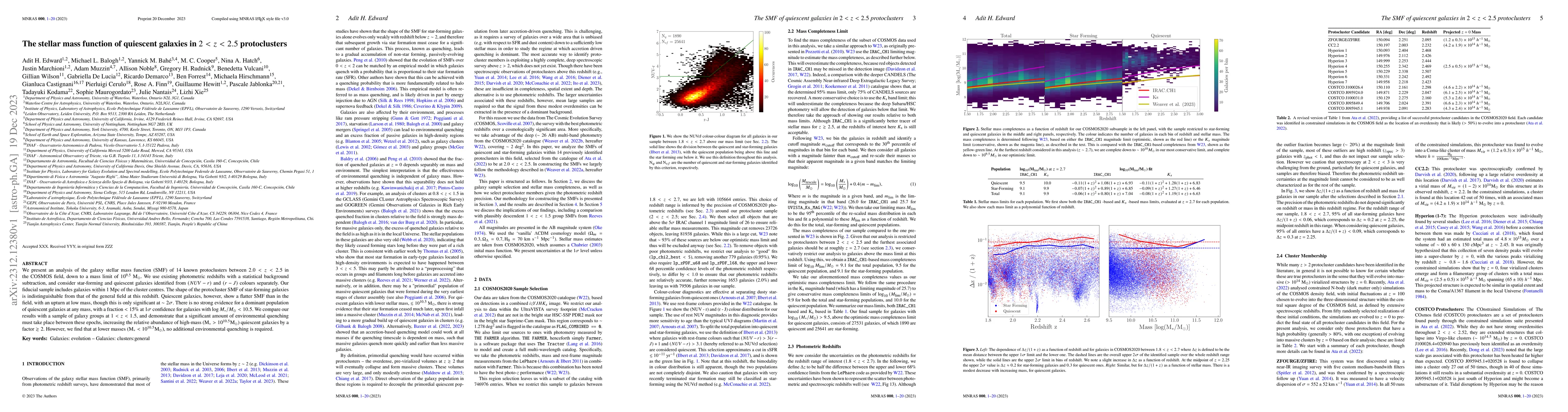 Thumbnail for The stellar mass function of quiescent galaxies in 2 < z < 2.5
  protoclusters