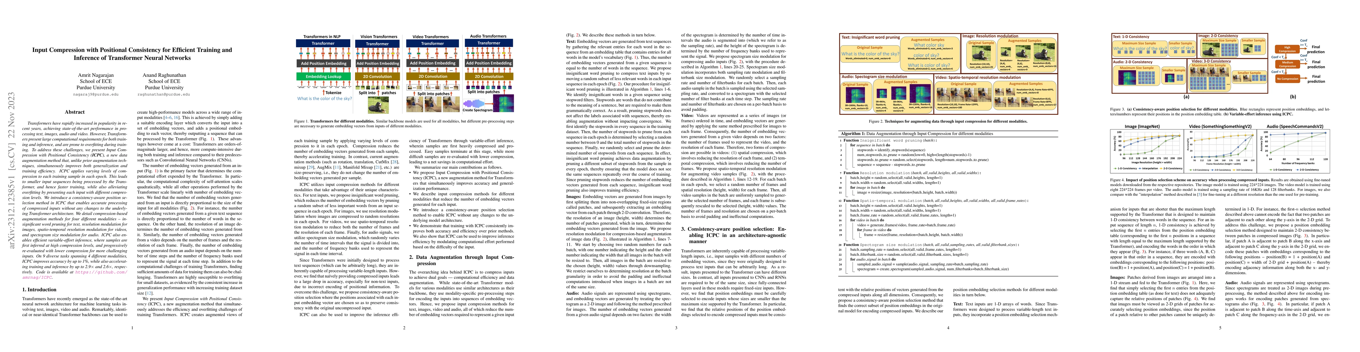Thumbnail for Input Compression with Positional Consistency for Efficient Training and
  Inference of Transformer Neural Networks