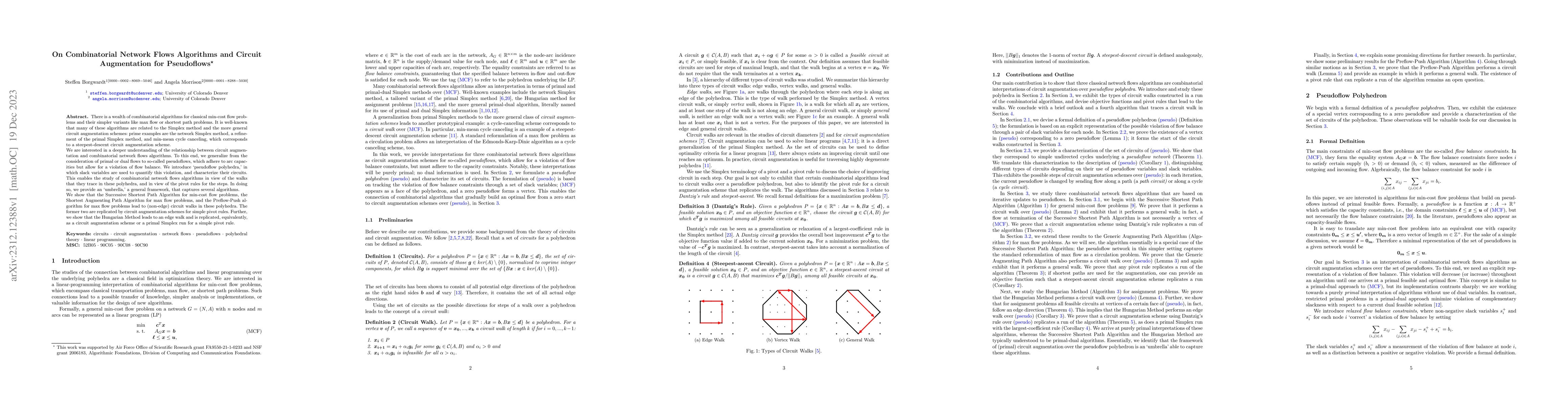 Thumbnail for On Combinatorial Network Flows Algorithms and Circuit Augmentation for
  Pseudoflows