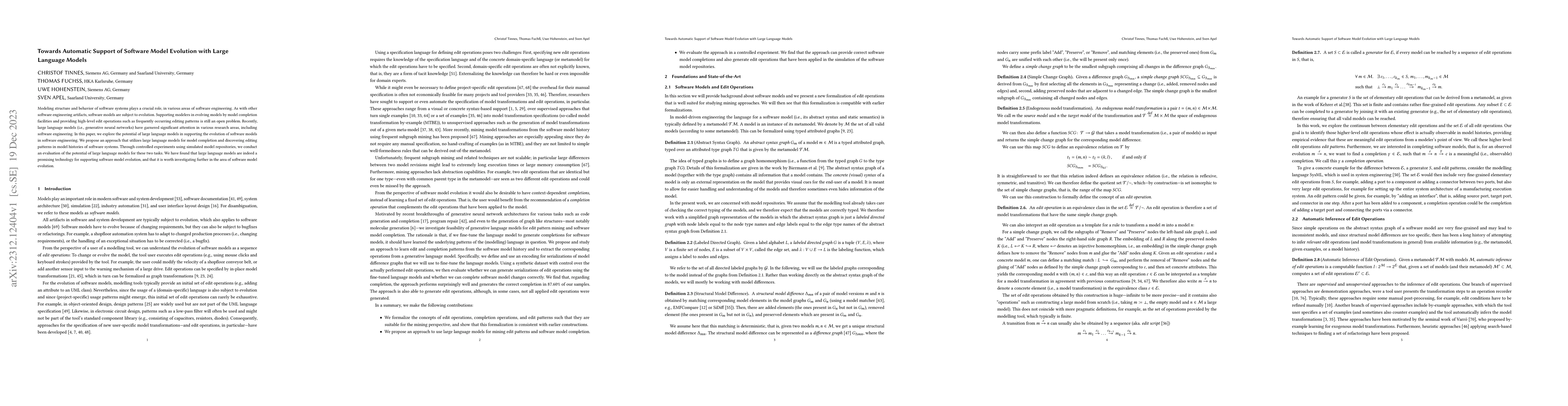 Thumbnail for Towards Automatic Support of Software Model Evolution with Large
  Language~Models