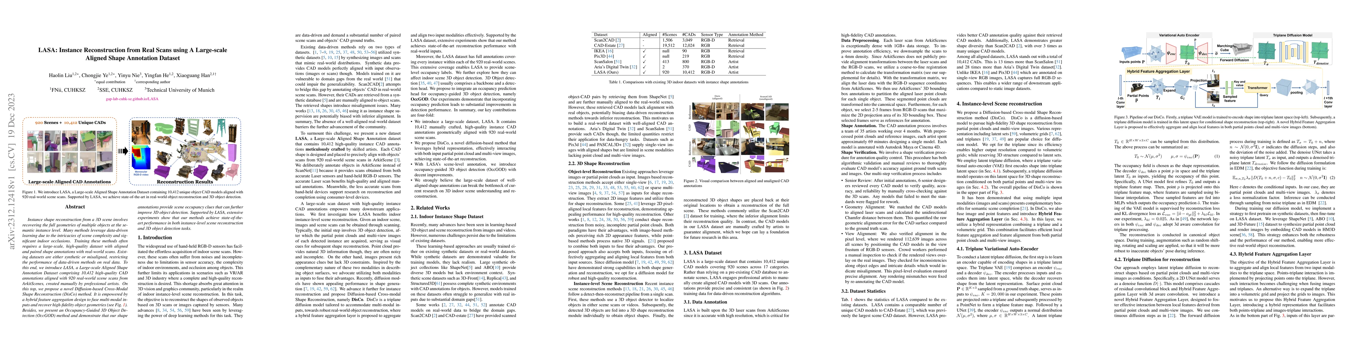 Thumbnail for LASA: Instance Reconstruction from Real Scans using A Large-scale
  Aligned Shape Annotation Dataset