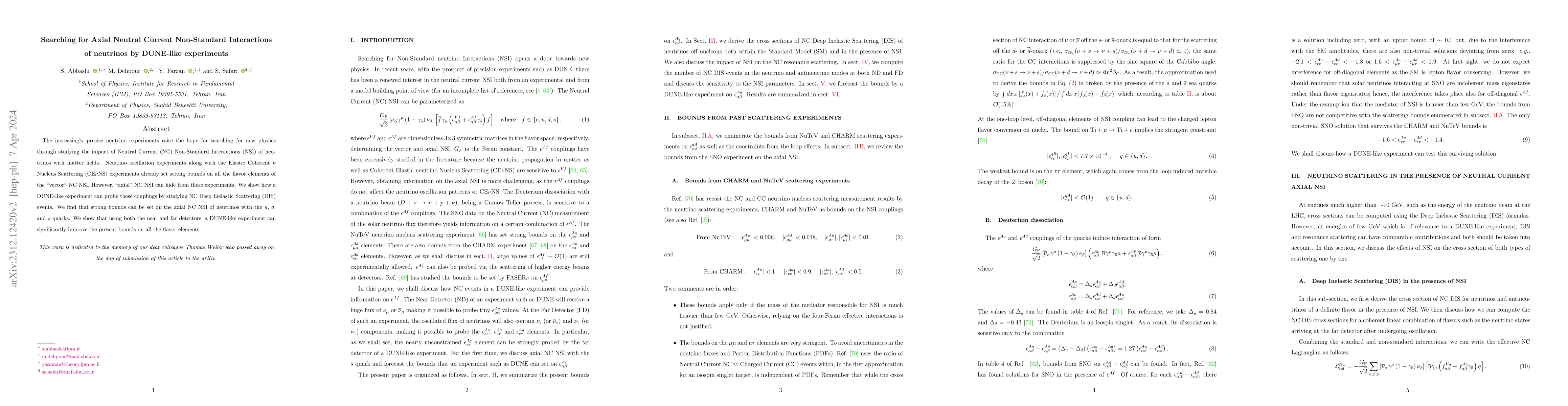 Thumbnail for Searching for Axial Neutral Current Non-Standard Interactions of
  neutrinos by DUNE-like experiments