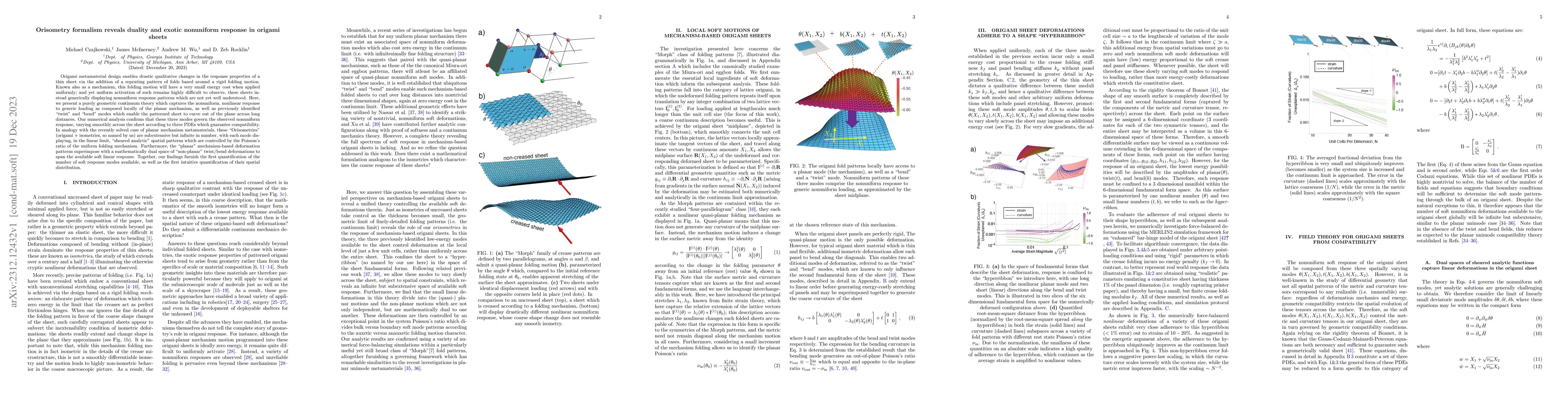 Thumbnail for Orisometry formalism reveals duality and exotic nonuniform response in
  origami sheets