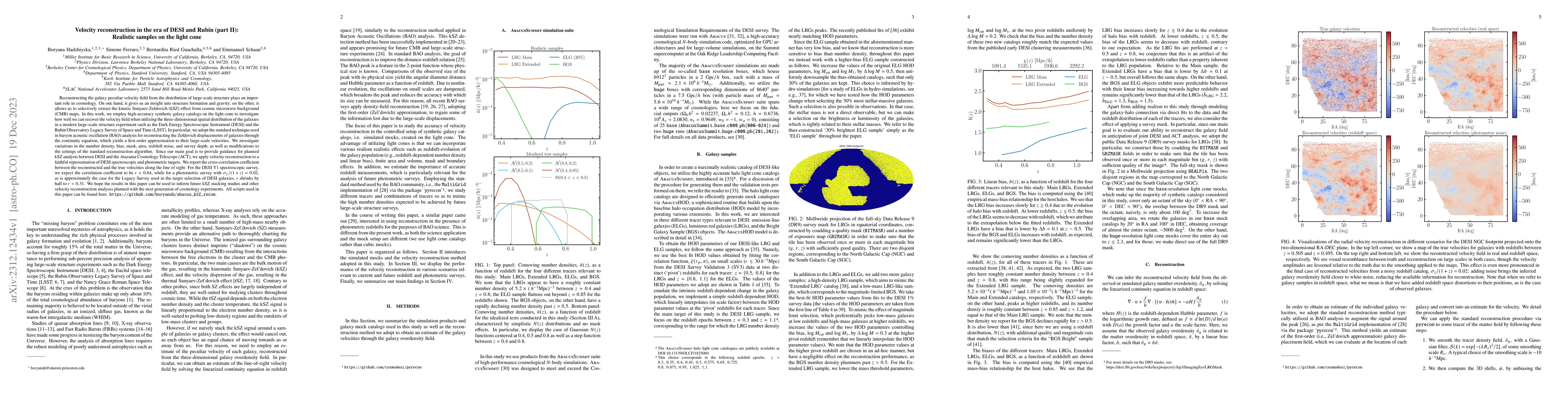 Thumbnail for Velocity reconstruction in the era of DESI and Rubin (part II):
  Realistic samples on the light cone