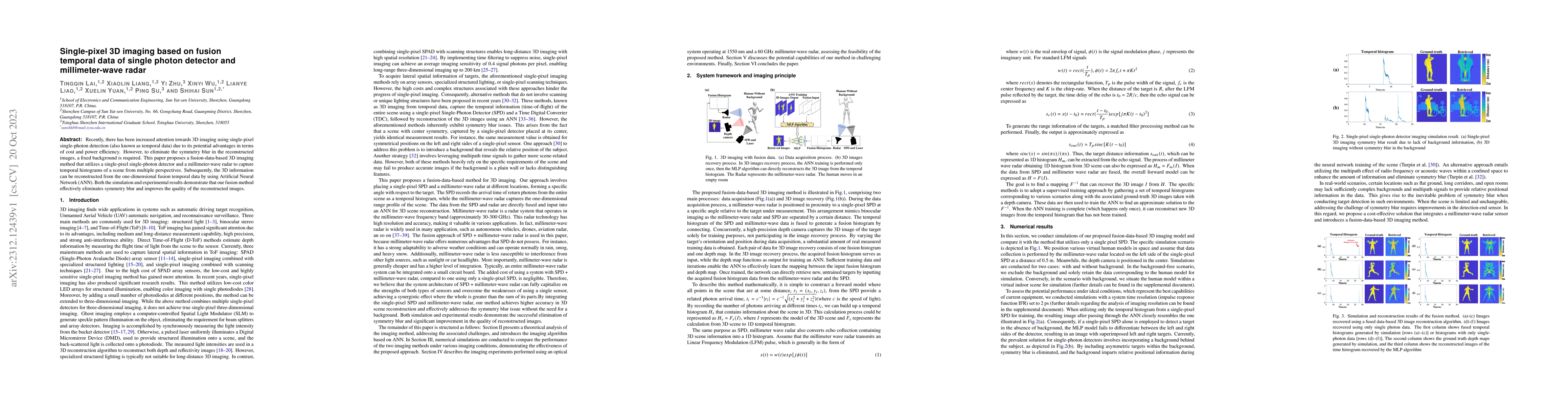 Thumbnail for Single-pixel 3D imaging based on fusion temporal data of single photon
  detector and millimeter-wave radar