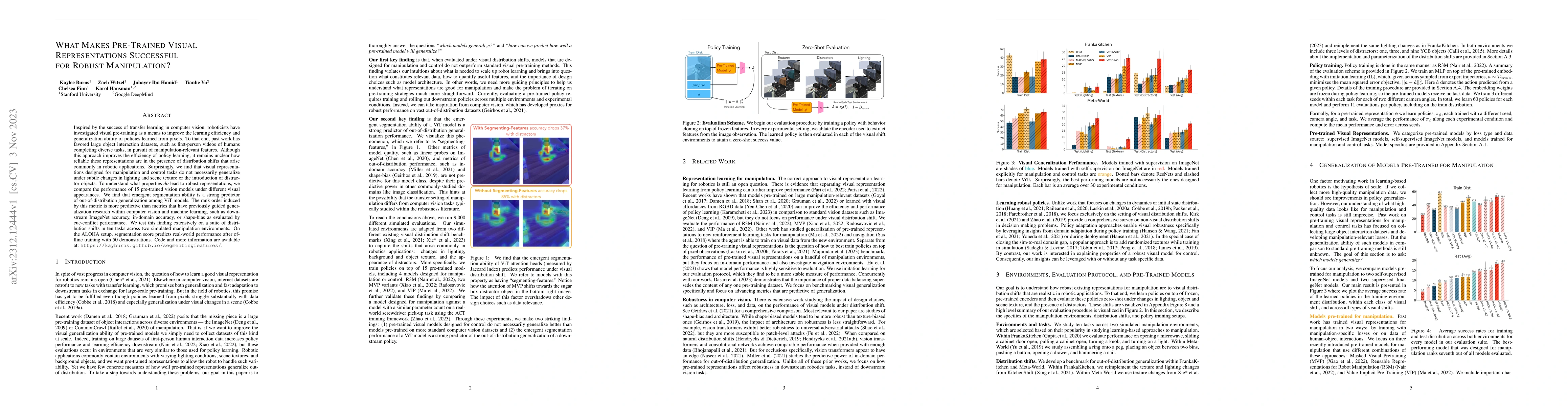 Thumbnail for What Makes Pre-Trained Visual Representations Successful for Robust
  Manipulation?
