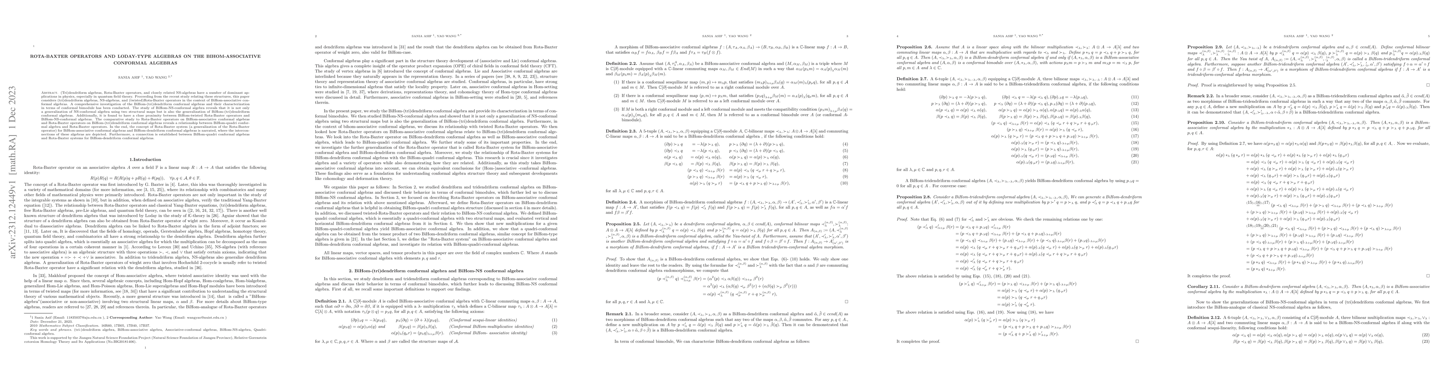 Thumbnail for Rota-Baxter operators and Loday-type algebras on the BiHom-associative
  conformal algebras