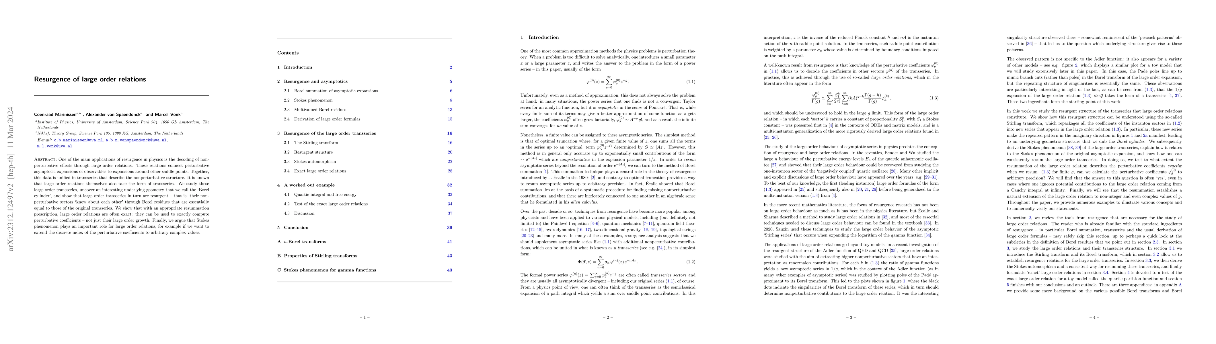 Thumbnail for Resurgence of large order relations