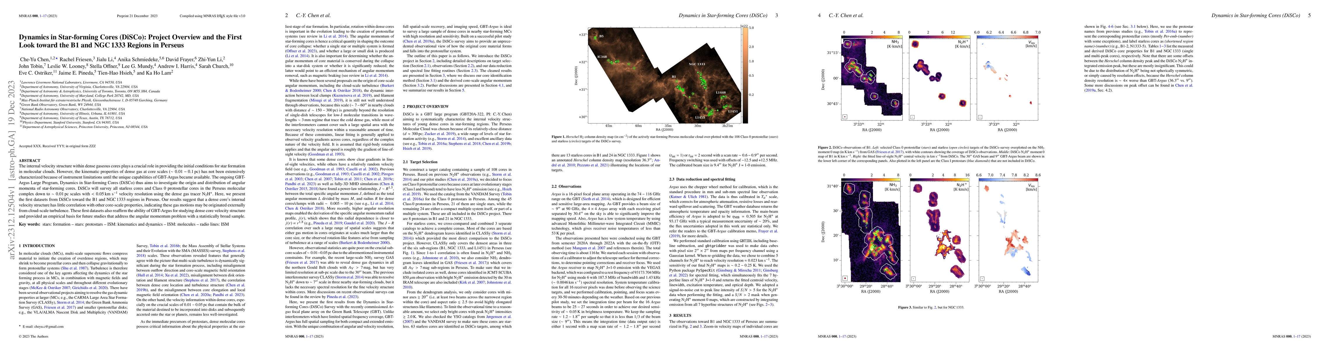 Thumbnail for Dynamics in Star-forming Cores (DiSCo): Project Overview and the First
  Look toward the B1 and NGC 1333 Regions in Perseus