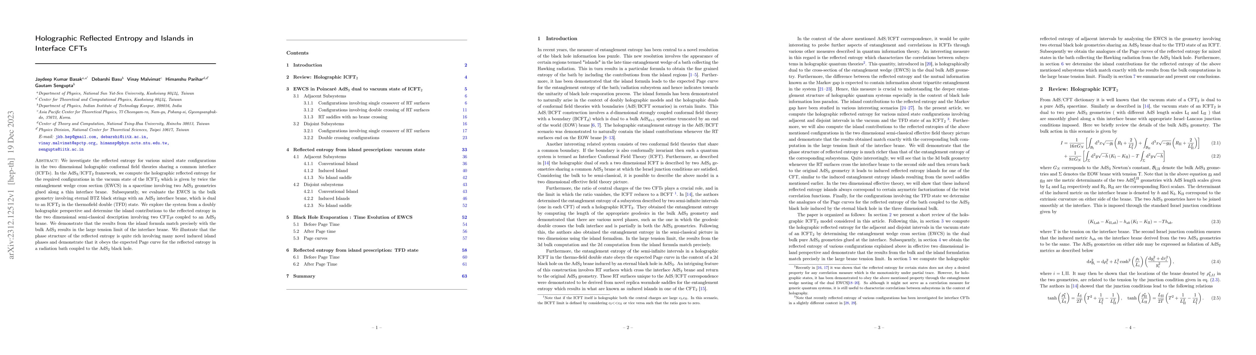 Thumbnail for Holographic Reflected Entropy and Islands in Interface CFTs