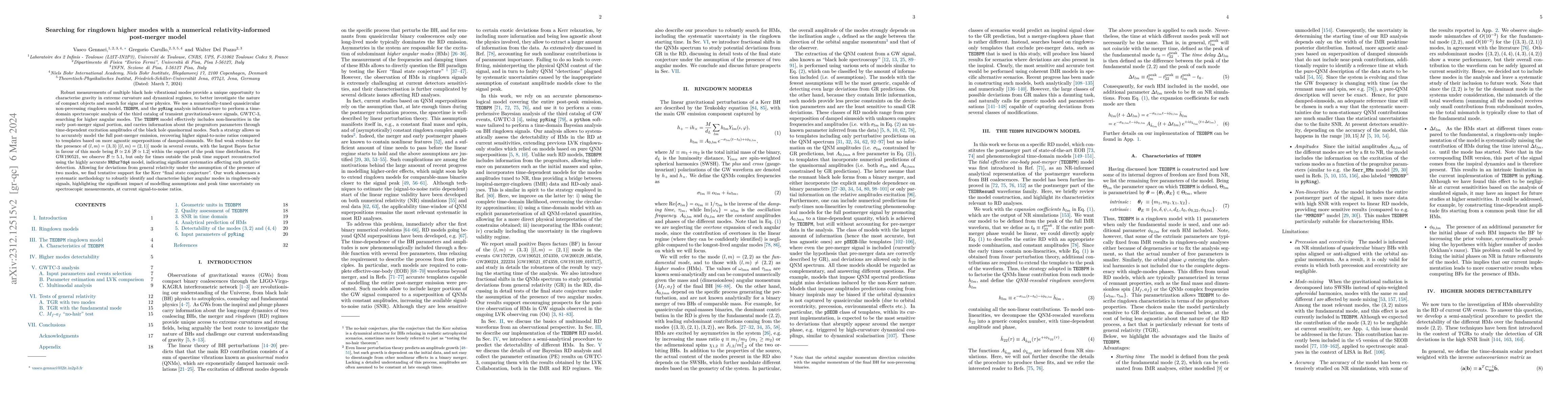Thumbnail for Searching for ringdown higher modes with a numerical relativity-informed
  post-merger model