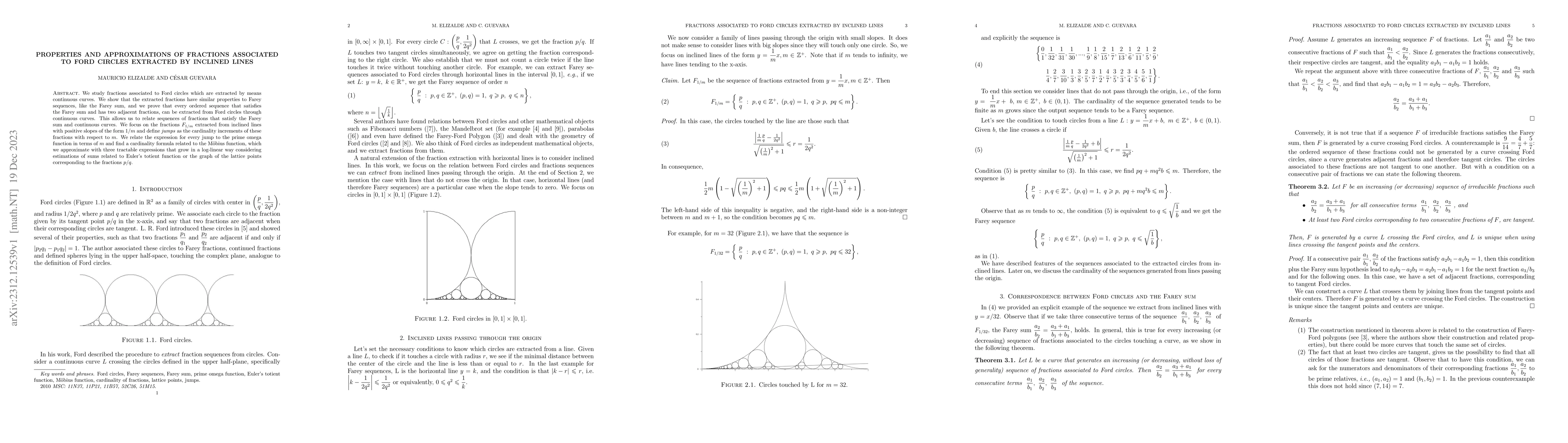 Thumbnail for Properties and approximations of fractions associated to Ford circles
  extracted by inclined lines