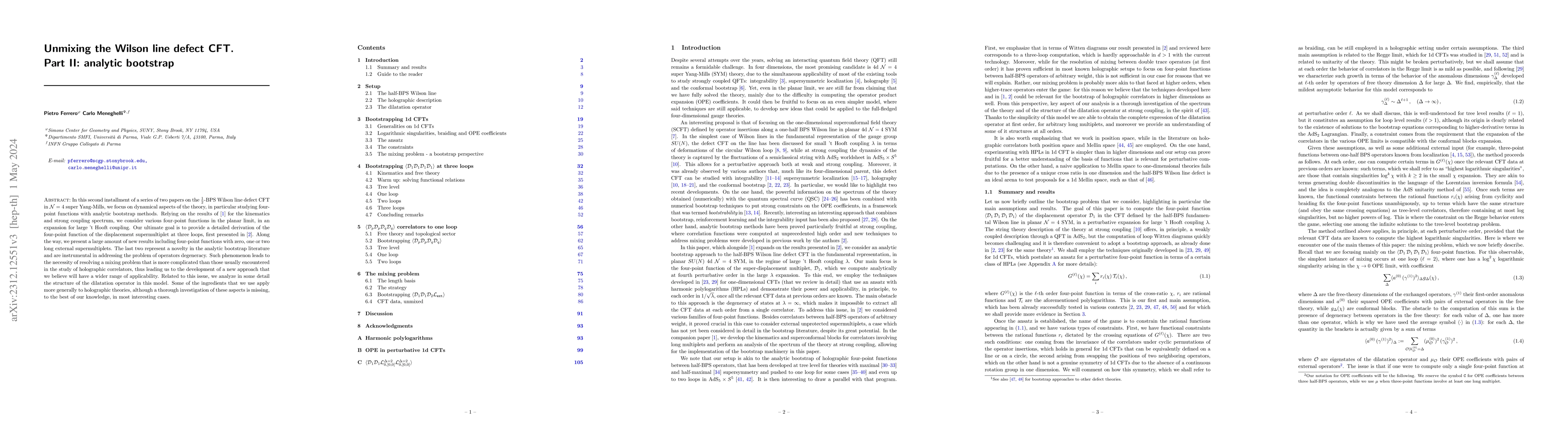 Thumbnail for Unmixing the Wilson line defect CFT. Part II: analytic bootstrap