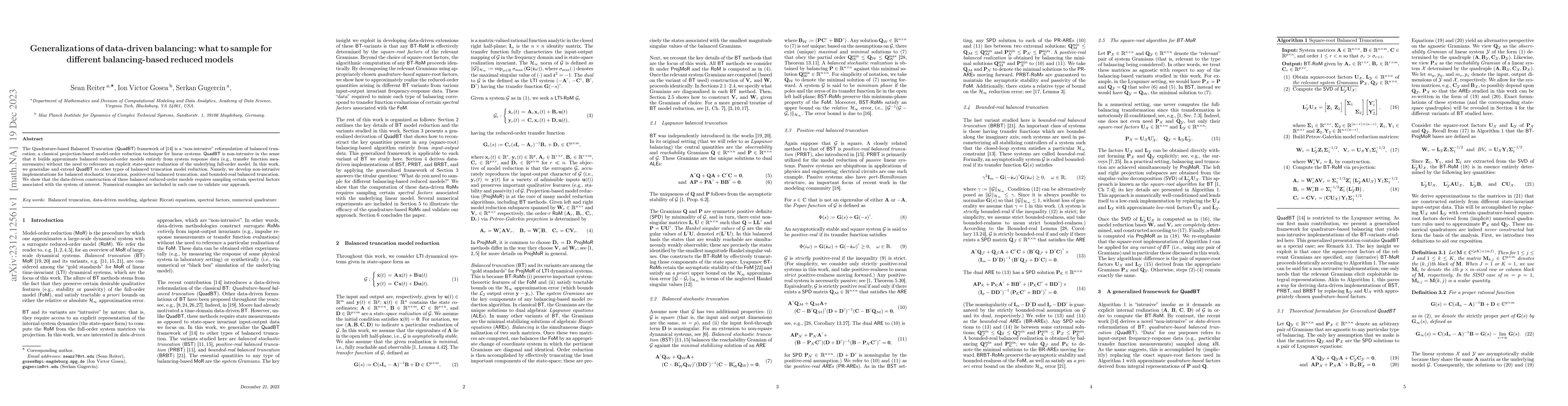 Thumbnail for Generalizations of data-driven balancing: what to sample for different
  balancing-based reduced models
