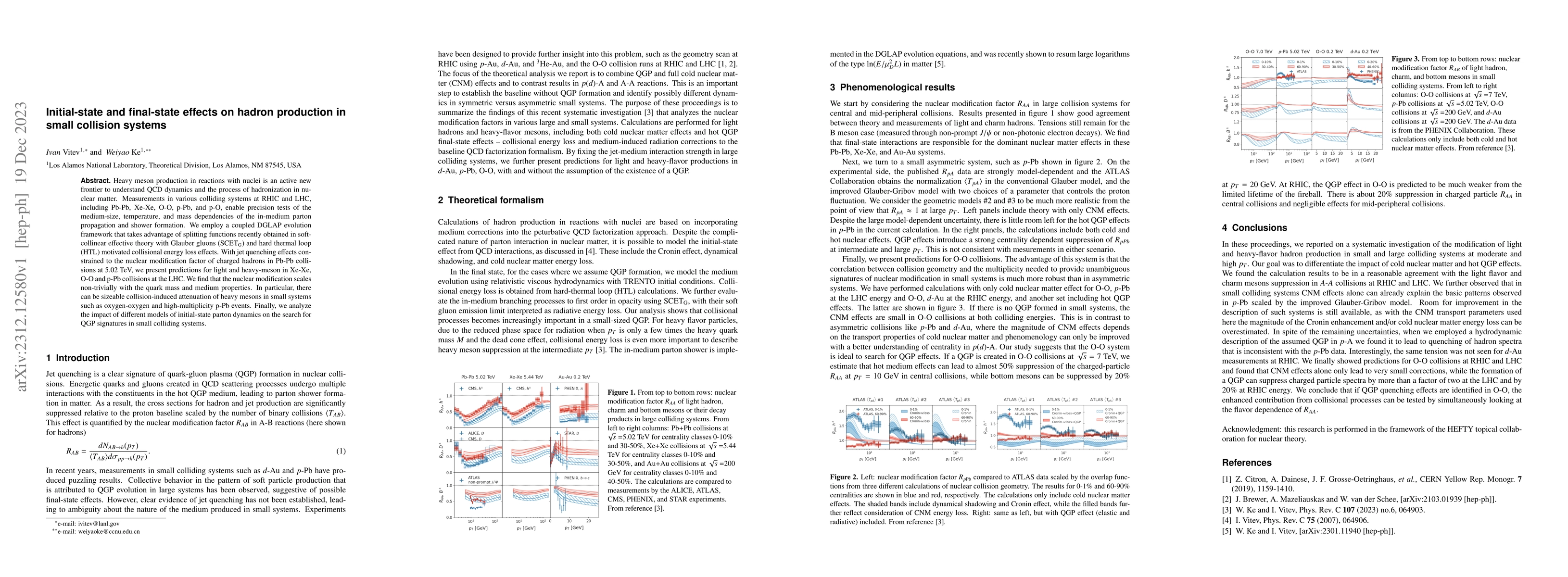 Thumbnail for Initial-state and final-state effects on hadron production in small
  collision systems