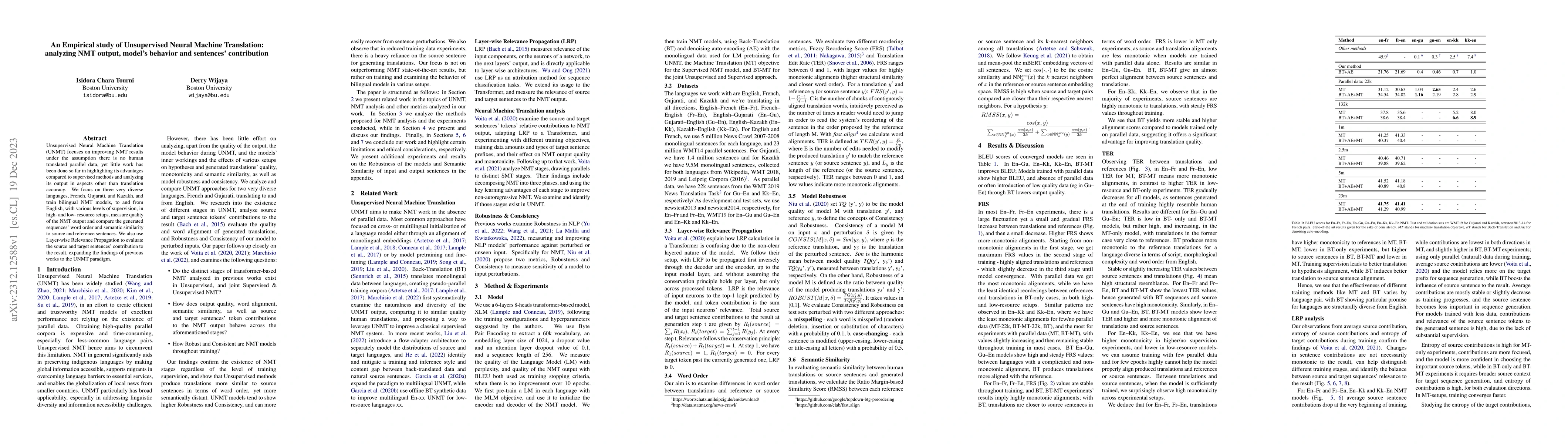 Thumbnail for An Empirical study of Unsupervised Neural Machine Translation: analyzing
  NMT output, model's behavior and sentences' contribution