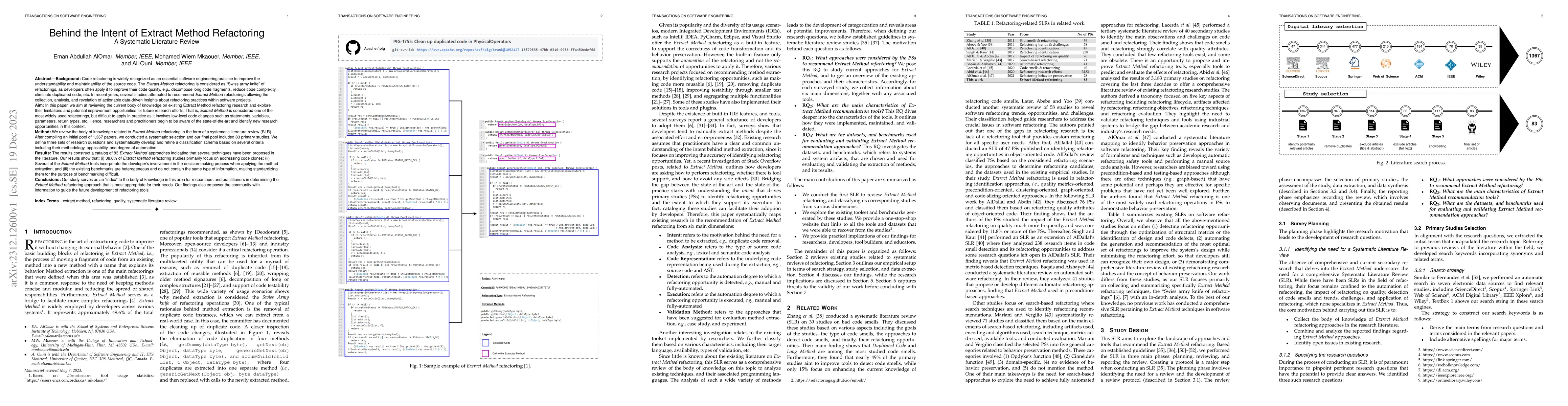 Thumbnail for Behind the Intent of Extract Method Refactoring: A Systematic Literature
  Review
