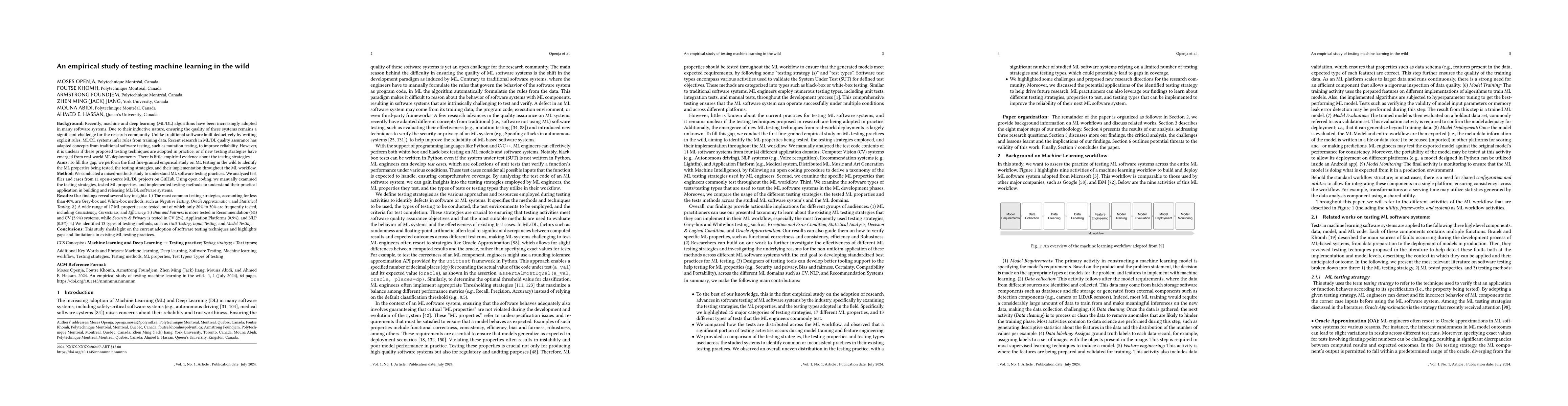 Thumbnail for An empirical study of testing machine learning in the wild