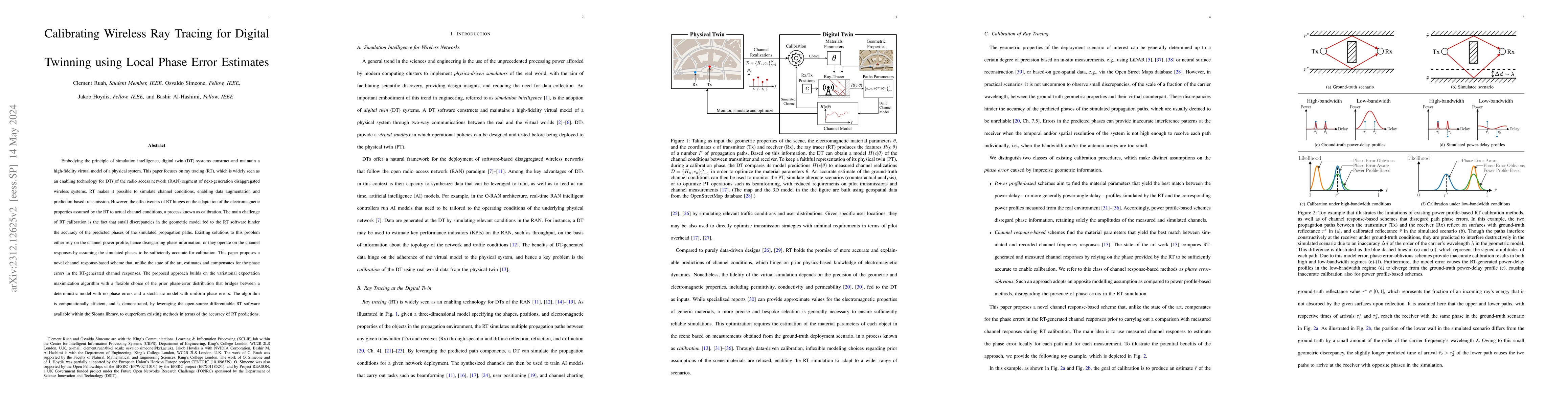 Thumbnail for Calibrating Wireless Ray Tracing for Digital Twinning using Local Phase
  Error Estimates
