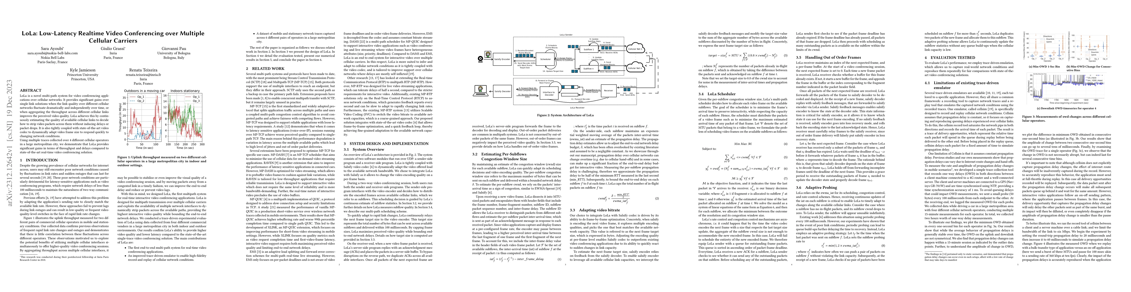 Thumbnail for LoLa: Low-Latency Realtime Video Conferencing over Multiple Cellular
  Carriers