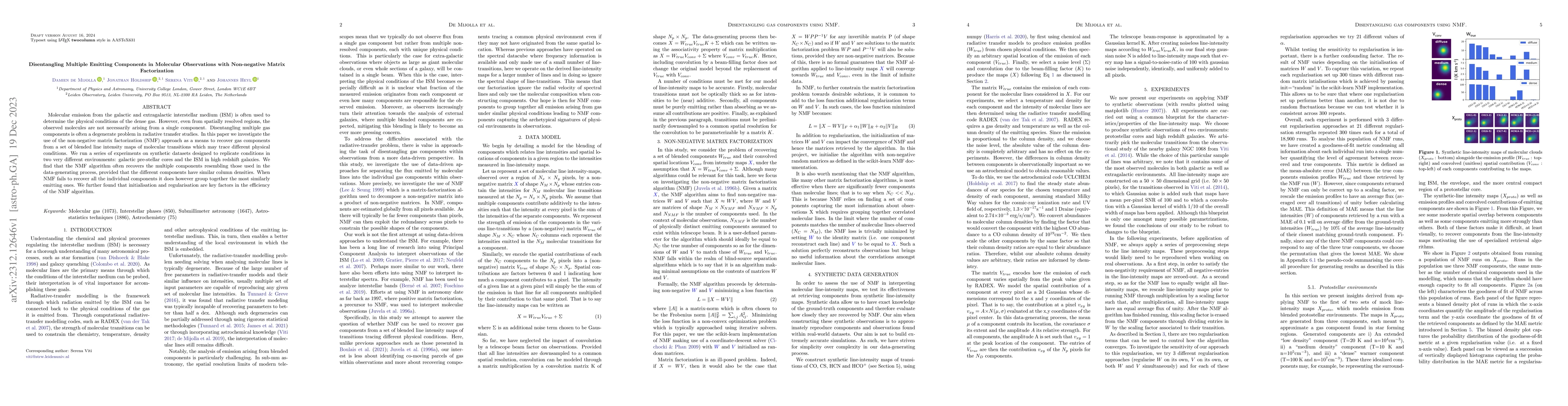 Thumbnail for Disentangling Multiple Emitting Components in Molecular Observations
  with Non-negative Matrix Factorization
