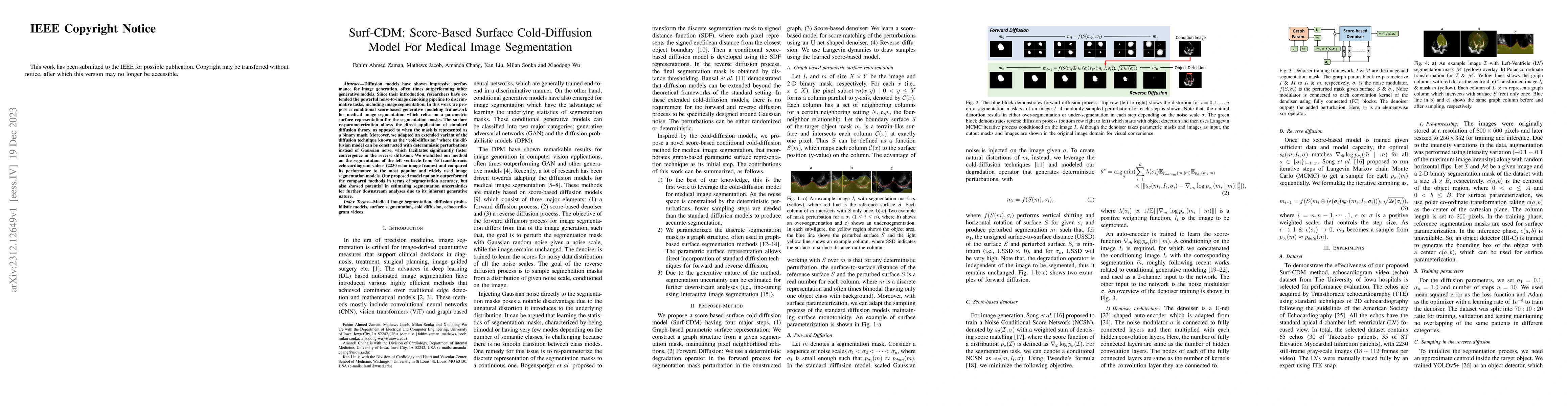Thumbnail for Surf-CDM: Score-Based Surface Cold-Diffusion Model For Medical Image
  Segmentation