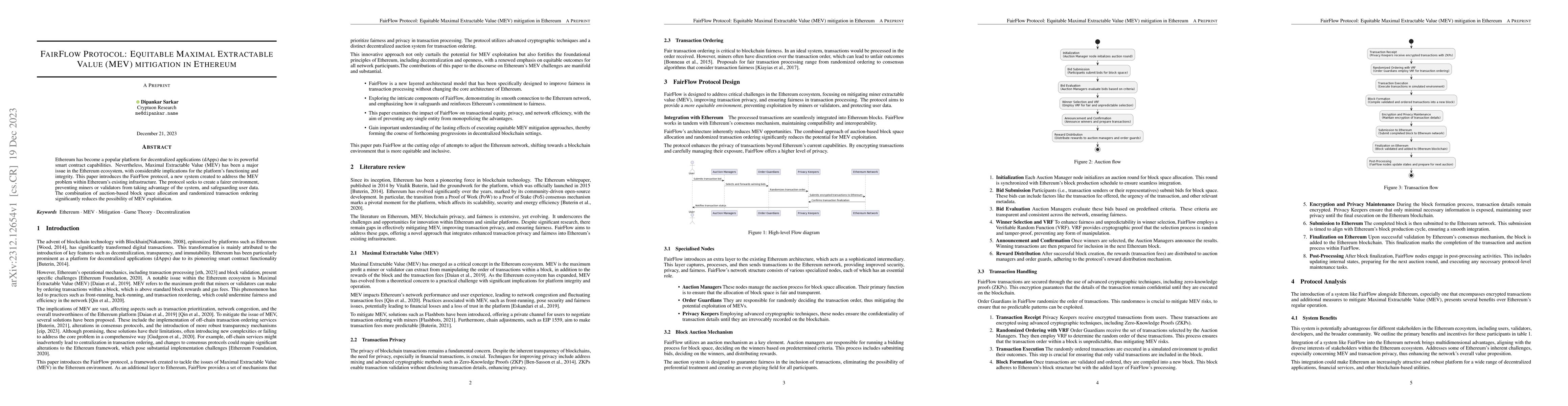 Thumbnail for FairFlow Protocol: Equitable Maximal Extractable Value (MEV) mitigation
  in Ethereum