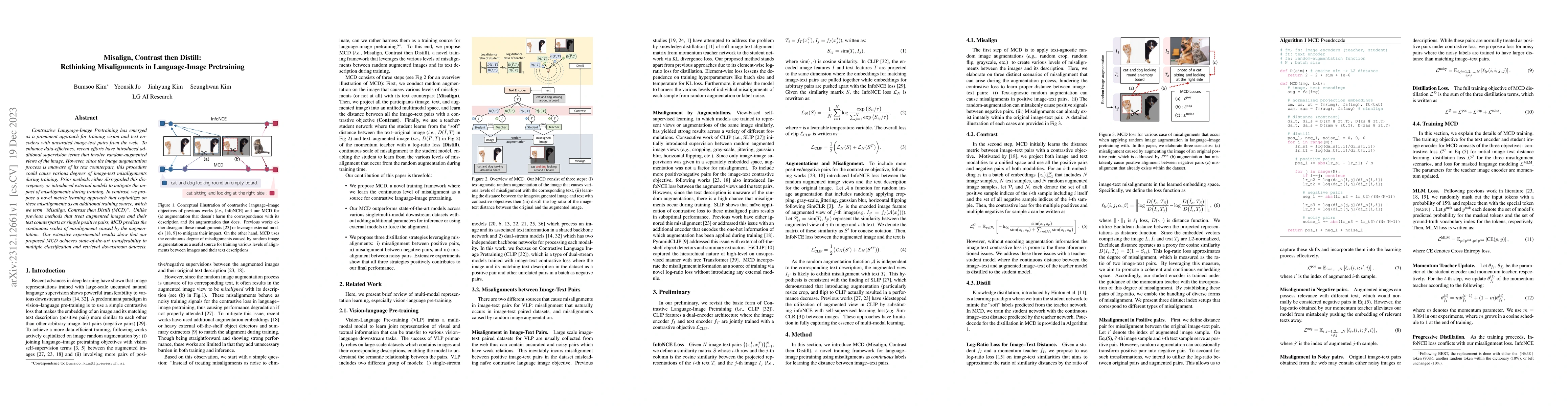 Thumbnail for Misalign, Contrast then Distill: Rethinking Misalignments in
  Language-Image Pretraining