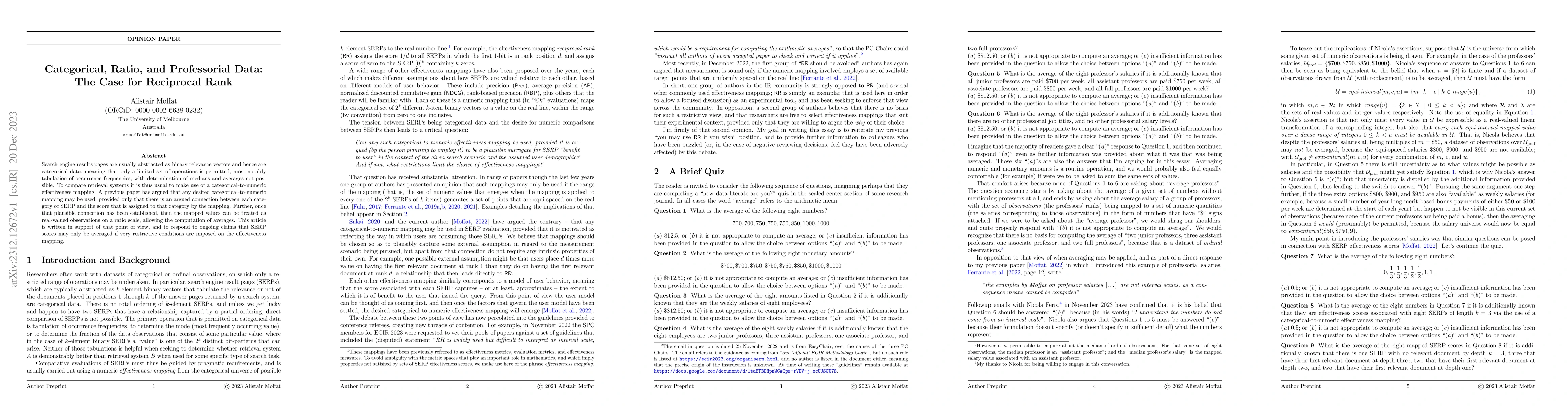 Thumbnail for Categorical, Ratio, and Professorial Data: The Case for Reciprocal Rank